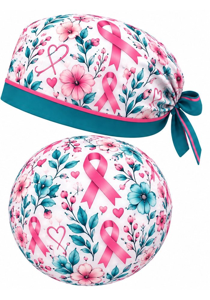 Cofia sublimada Flores Turquesa y Rosa