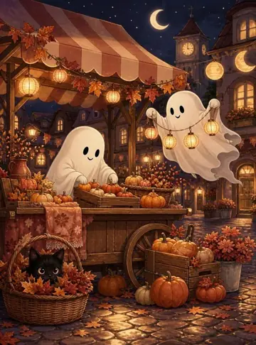 Fondo sublimado para eventos Mercado de Calabazas