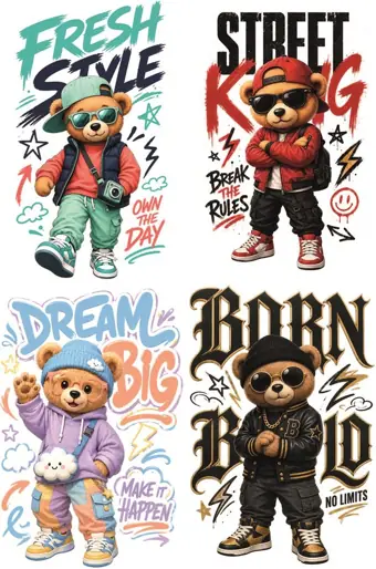 Diseño DTF Oso Urbano - Street King