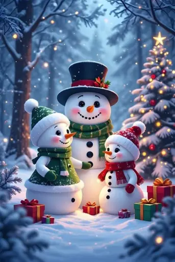 Cubrepuertas sublimado Familia de Muñecos de Nieve