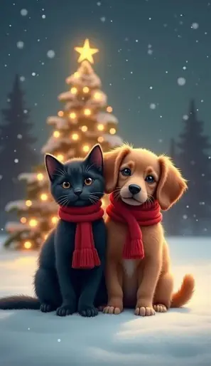 Cubrepuertas sublimado Gatito y Perrito Navideños