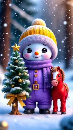 Cubrepuertas sublimado Muñeco de Nieve y Pony