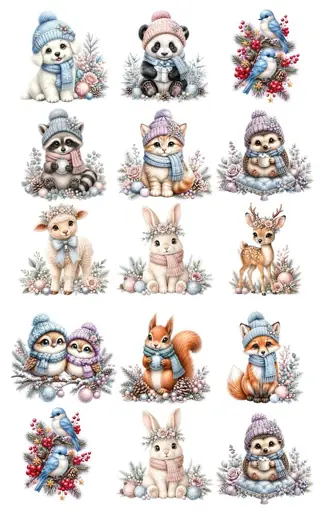 Diseño DTF Animalitos de Invierno