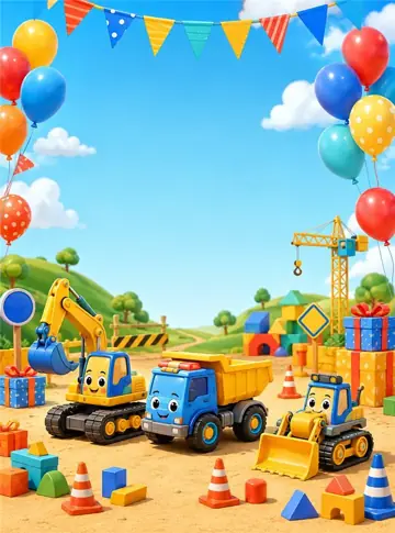 Fondo sublimado para eventos Cumpleaños Construcción