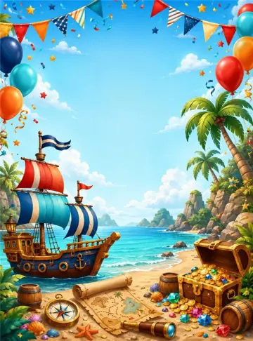 Fondo sublimado para eventos Cumpleaños Piratas