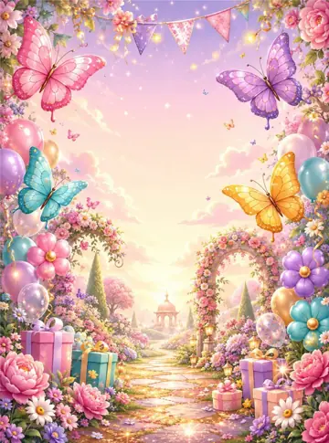 Fondo sublimado para eventos Cumpleaños Mariposas
