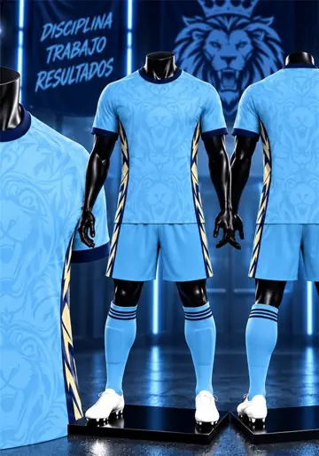 Uniforme deportivo sublimado León Celeste y Marfil