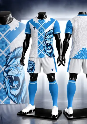 Uniforme deportivo sublimado León Glacial Blanco y Azul