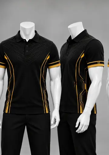 Uniforme corporativo sublimado Polo Negro Alas Doradas