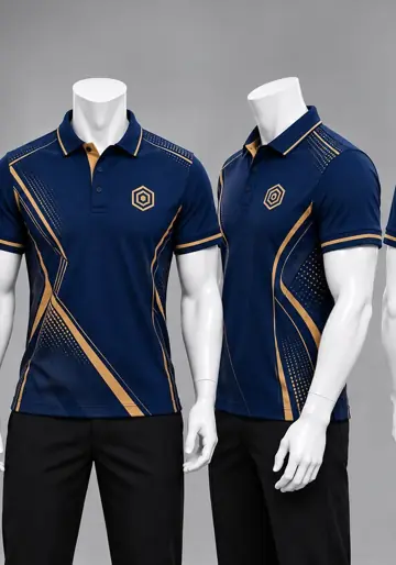 Uniforme corporativo sublimado Polo Azul Marino Dorado