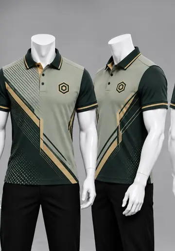Uniforme corporativo sublimado Polo Verde Bosque y Arena