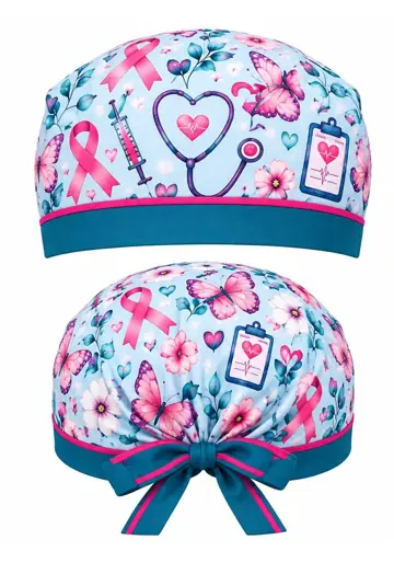 Gorro sublimado Gorro Quirúrgico Azul Lazo Rosa