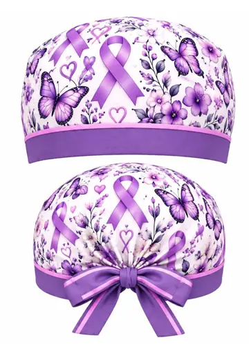 Gorro sublimado Gorro Quirúrgico Morado Mariposas