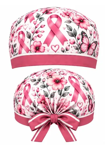 Gorro sublimado Gorro Quirúrgico Rosa Lazo y Flores