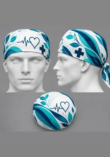 Gorro sublimado Gorro Pañuelo Azul Hojas y Cruz