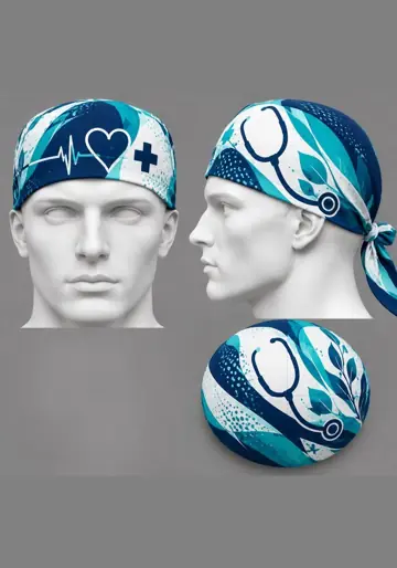 Gorro sublimado Gorro Pañuelo Estetoscopio Azul