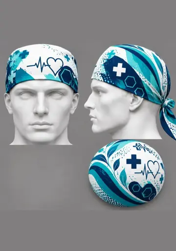 Gorro sublimado Gorro Pañuelo Hexágonos Médicos