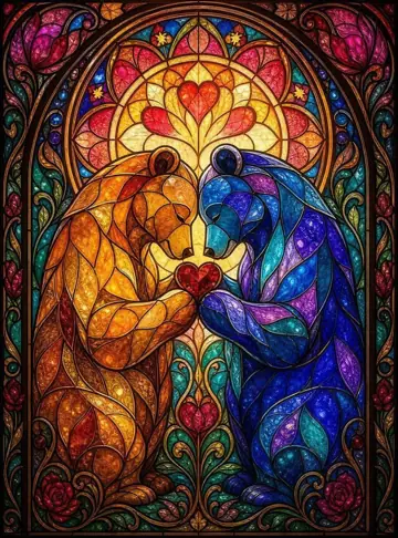 Cubrepuertas sublimado Osos de Vitral