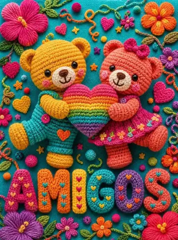 Cubrepuertas sublimado Osos Tejidos · Amigos