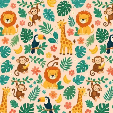 Patrón sublimado por metro Animales de la Selva