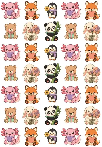 Diseño DTF Animalitos con Corazón