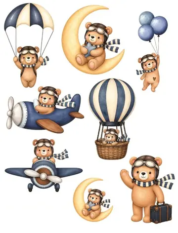 Diseño DTF Osito Aviador
