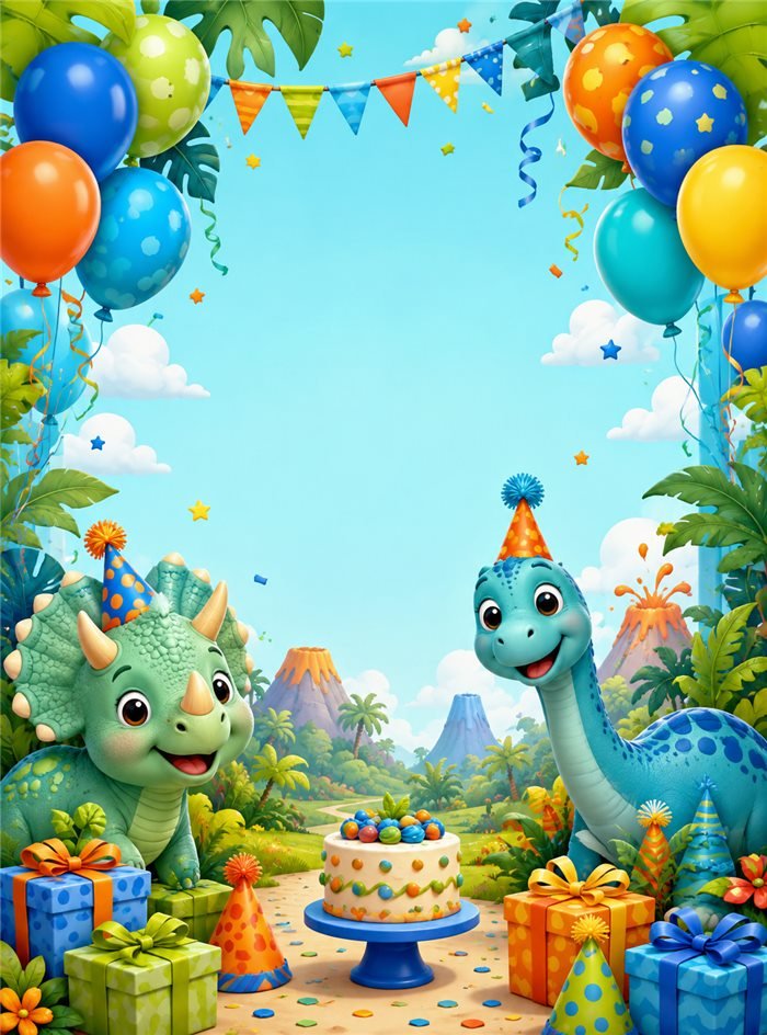 Fondo para eventos sublimado Cumpleaños Dinosaurios