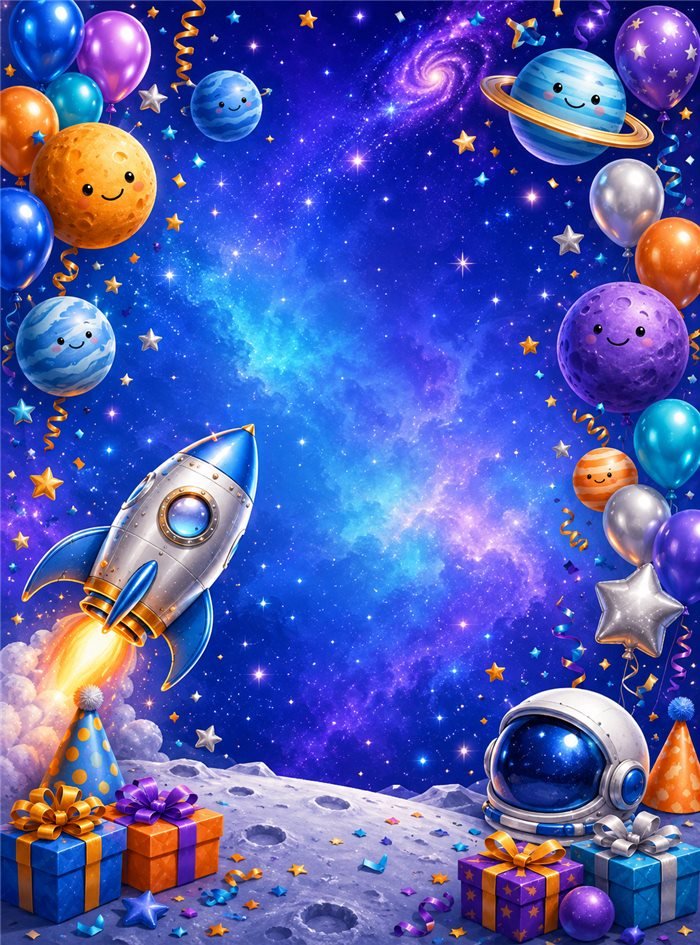 Fondo para eventos sublimado Cumpleaños Espacial