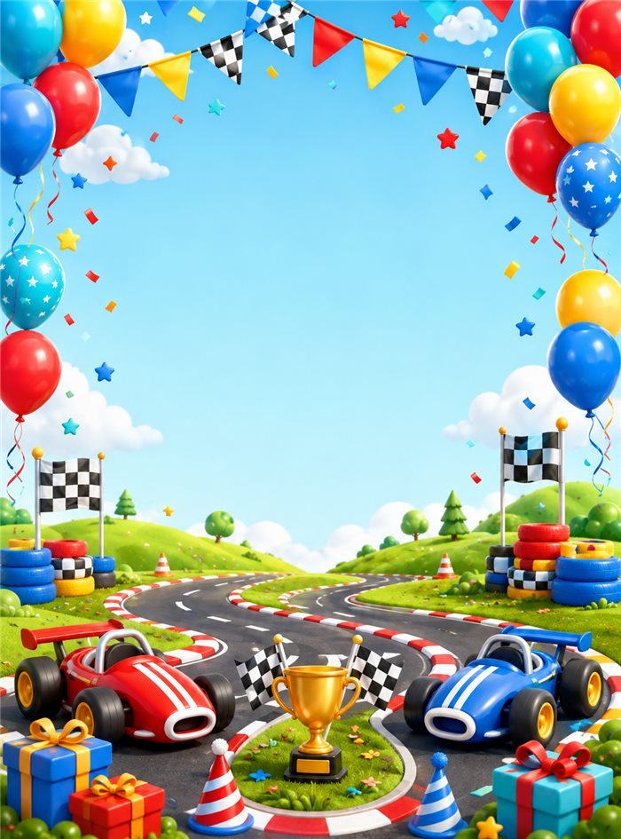Fondo para eventos sublimado Cumpleaños Carrera de Autos