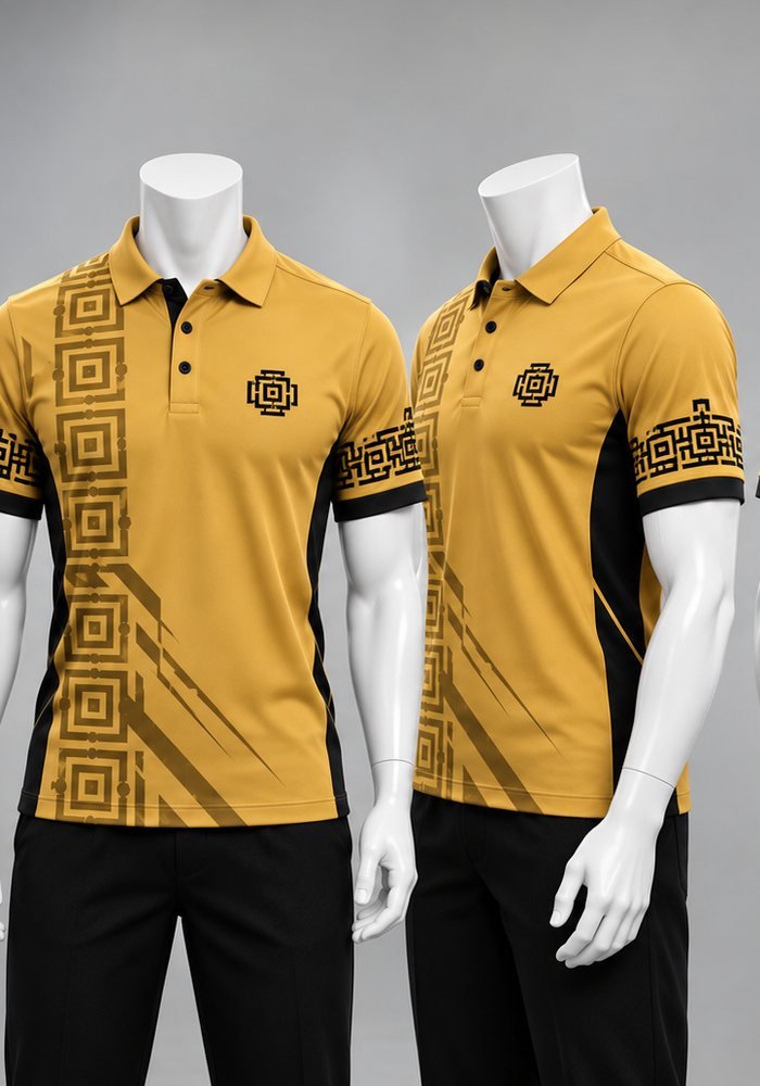 Polo corporativo sublimado Laberinto Dorado