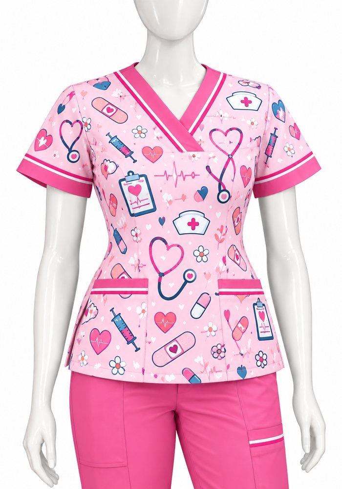 Uniforme sector salud Scrub Rosa Pastel Médico