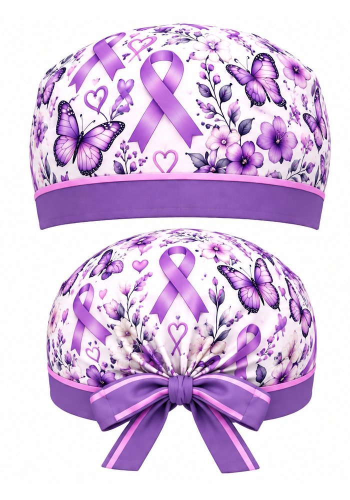 Gorro quirúrgico sublimado Morado Mariposas
