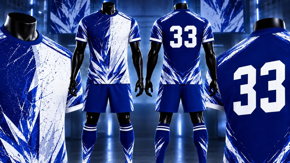 Uniforme deportivo azul y blanco
