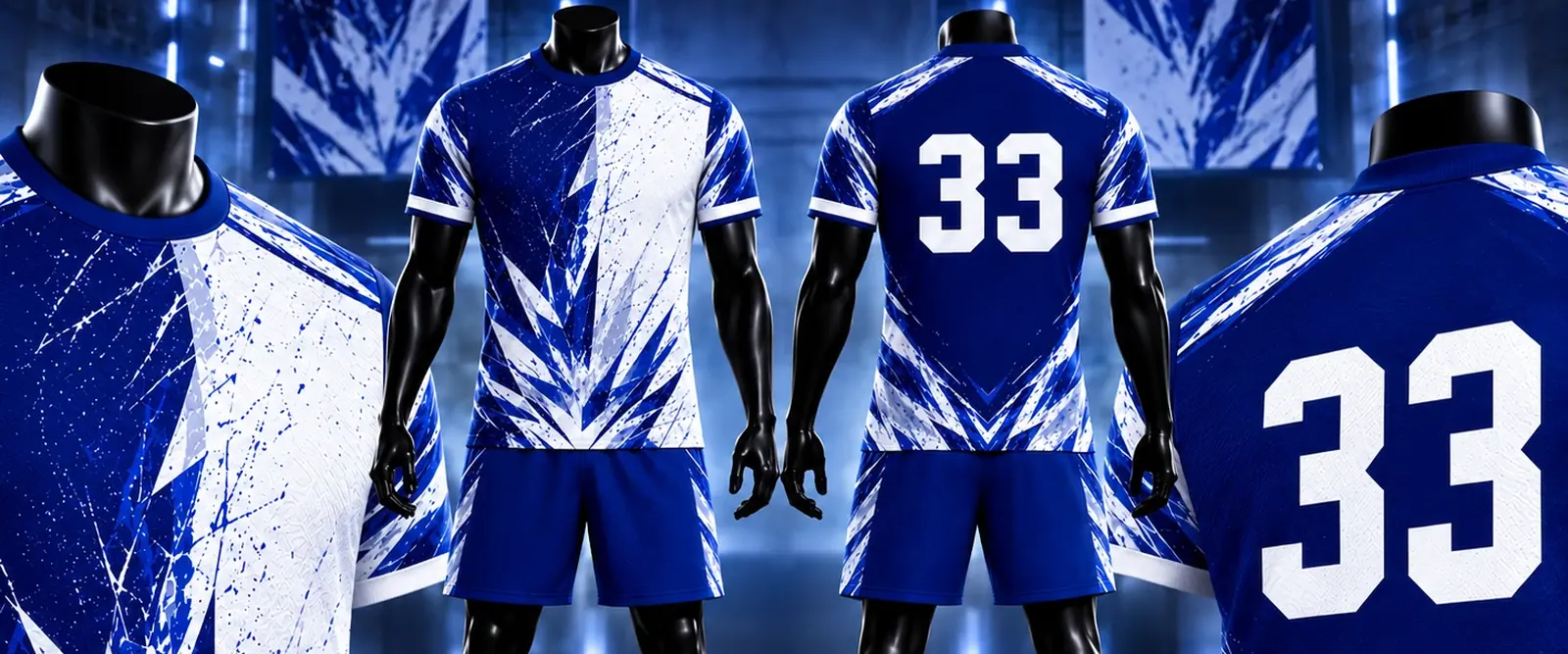 Uniforme deportivo azul y blanco