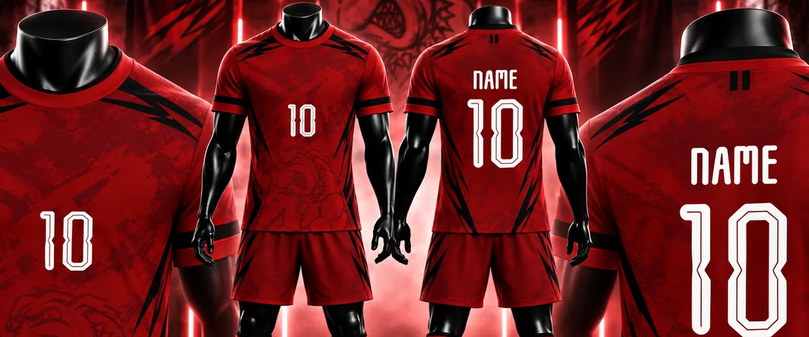 Uniforme deportivo rojo con diseño de bulldog